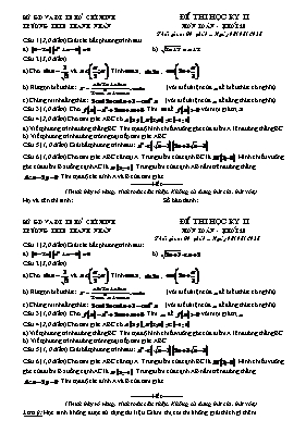 Đề thi học kỳ II môn Toán - Khối lớp 10